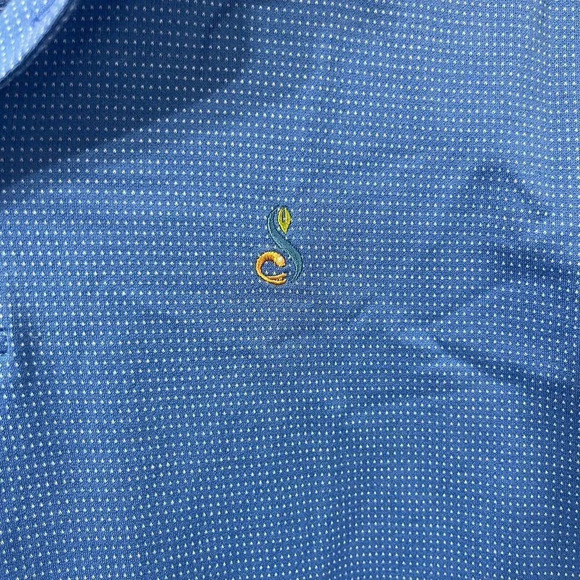 Peter Millar Mens Blue Mini Stripe Summer Comfort Polo Shirt XL Embroidered Logo - Picture 7 of 9